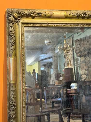 Victorian Gilt Overmantel Mirror with Nicely Distressed Plate