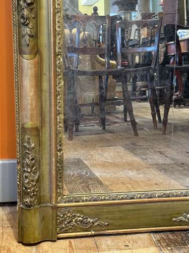 Victorian Gilt Overmantel Mirror with Nicely Distressed Plate