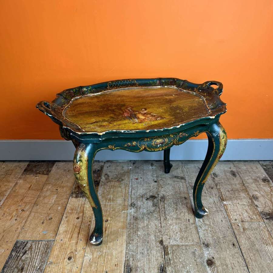 Vintage Venetian Painted Tray Top Table