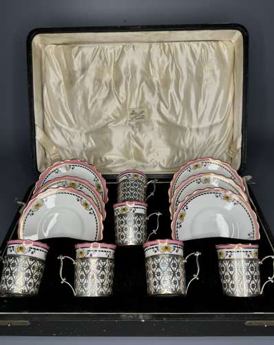 Cased Aynsley Silver Mounted Coffee Service
