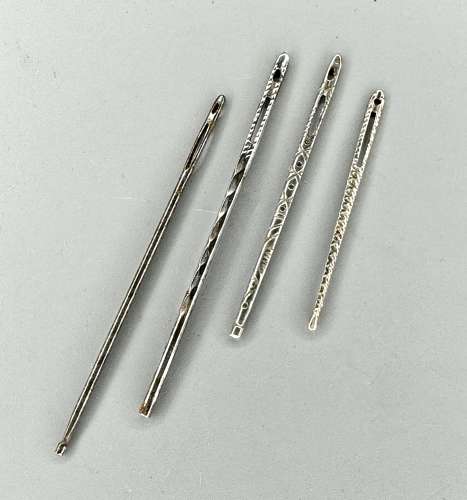 Four Georgian Polished Steel Bodkins