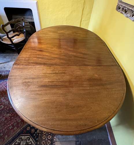 Georgian Line Inlaid Mahogany D-End Dining Table / Pair of Consoles