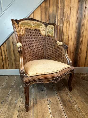 French Double Caned Wingback Bergere Armchair
