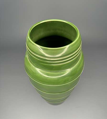 French Art Deco Green Glazed Vase