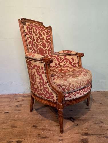 French 19th Century Walnut Armchair with Needlework Upholstery