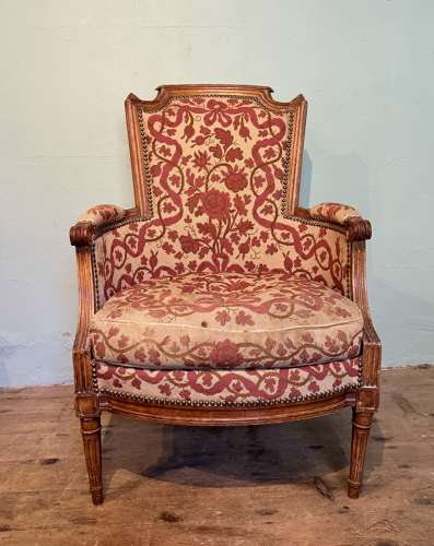 French 19th Century Walnut Armchair with Needlework Upholstery