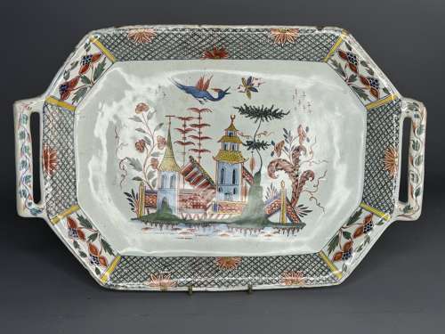 Roen France, 18th Century Faience Twin-Handled Platter