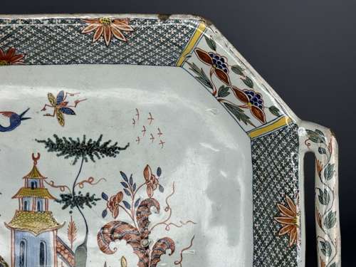 Roen France, 18th Century Faience Twin-Handled Platter