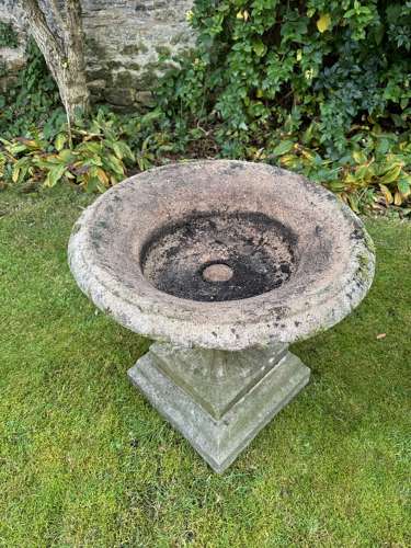 Large Pair of Campana Shaped Garden Urns on Stands