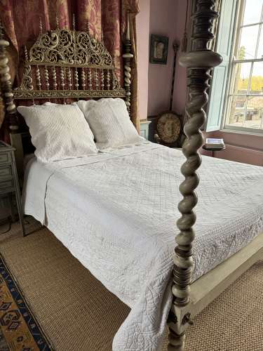 French Provencal White Boutis Quilt & Pillows
