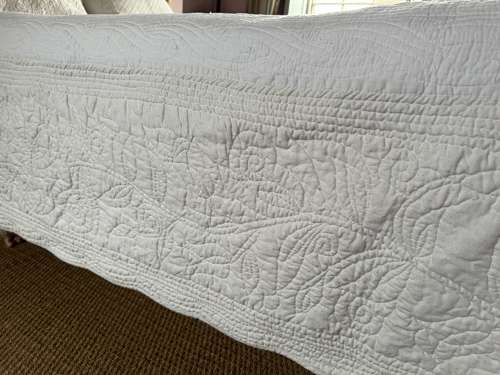 French Provencal White Boutis Quilt & Pillows