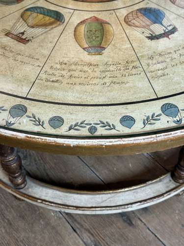 1960's Casa Pupo Coffee Table Hand Painted with Montgolfier Balloons