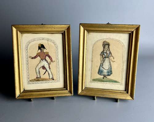 Pair of mid 19th Century Theatrical Silkwork Pictures