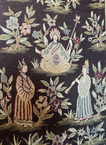 19th Century Chinoiserie Needlework Tapestry Four Fold Screen