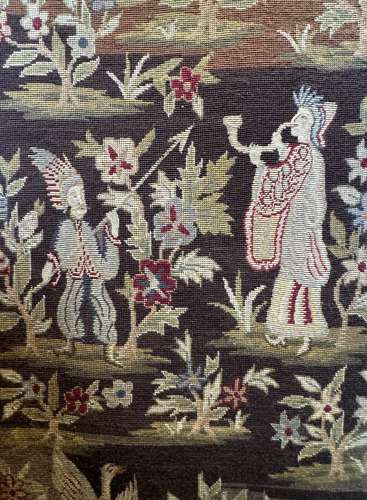 19th Century Chinoiserie Needlework Tapestry Four Fold Screen