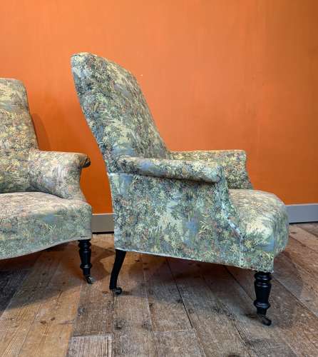 Pair of French Napoleon III Tapestry Armchairs