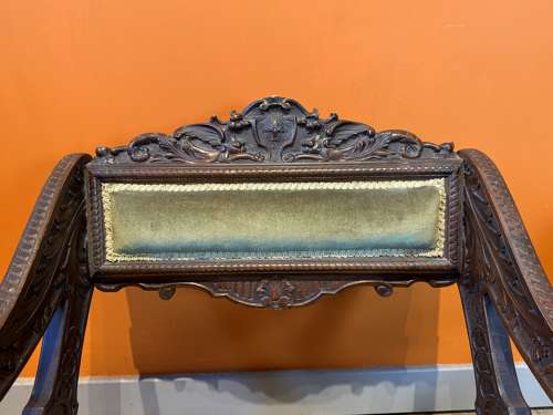 Pair of Continental Renaissance Style Carved Walnut Armchairs