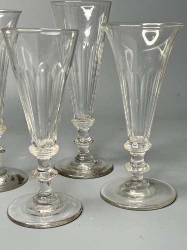 Four 19th Century Cut Glass Champagne Flutes