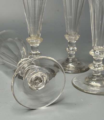 Four 19th Century Cut Glass Champagne Flutes