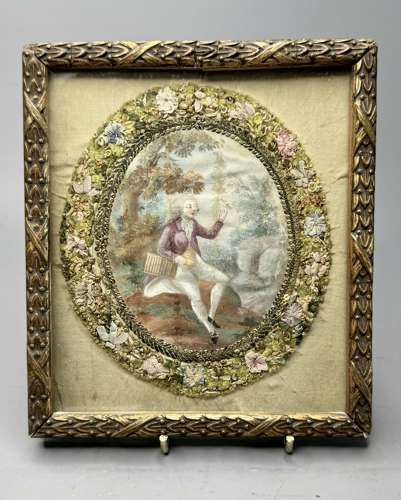 Pair of Georgian Painted Silkwork Pictures