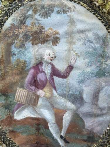 Pair of Georgian Painted Silkwork Pictures