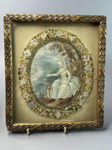 Pair of Georgian Painted Silkwork Pictures
