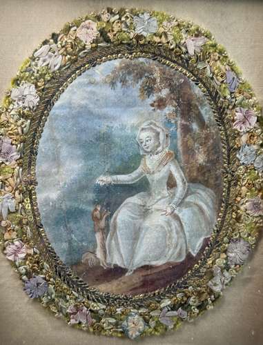 Pair of Georgian Painted Silkwork Pictures