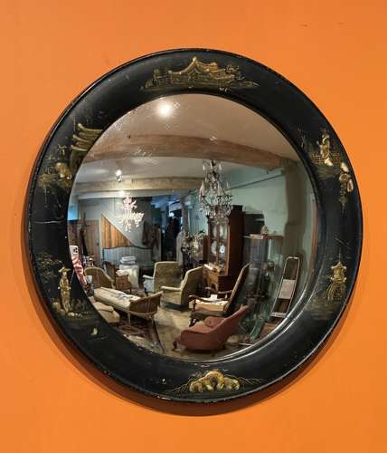 Chinoiserie Framed Convex Wall Mirror
