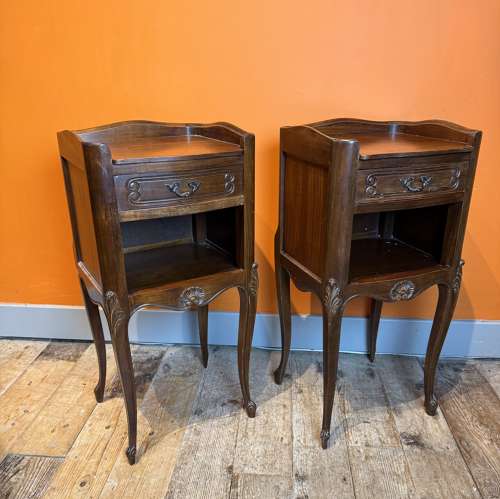 Pair of Vintage French Mahogany Bedside Tables