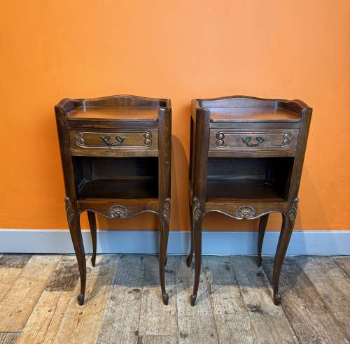 Pair of Vintage French Mahogany Bedside Tables