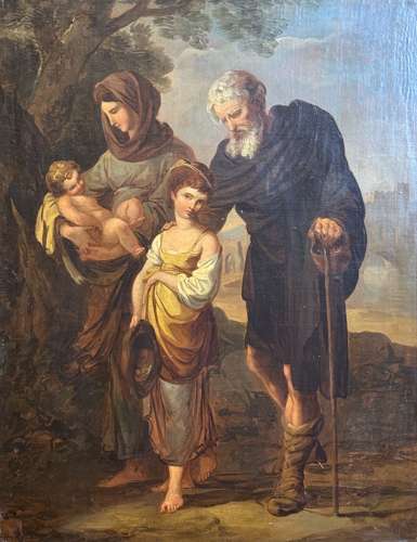 Follower of Benjamin West 'The Mendicants', Oil on Canvas