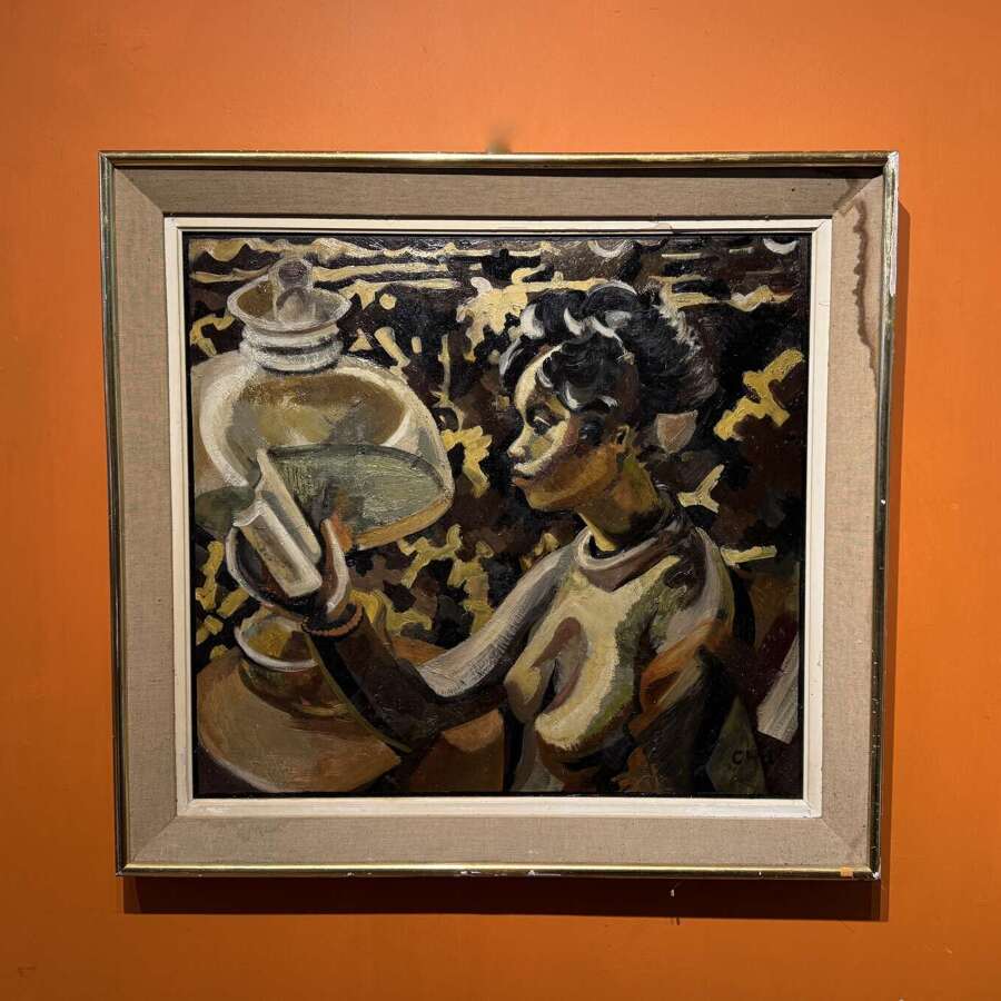 Christopher Browne "Flora Reading" Oil on Board