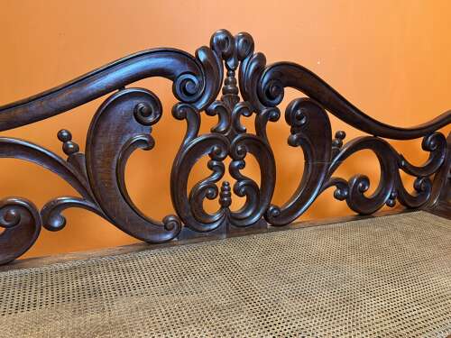Anglo Indian Rosewood Scroll Back Bench circa 1840