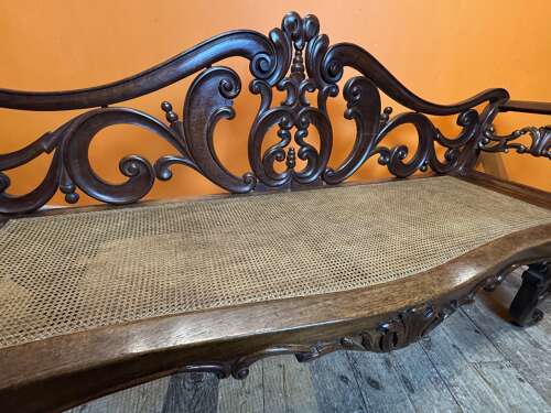 Anglo Indian Rosewood Scroll Back Bench circa 1840