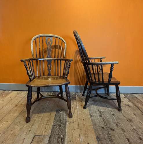 Pair of 19th Century Thames Valley Windsor Elbow Chairs