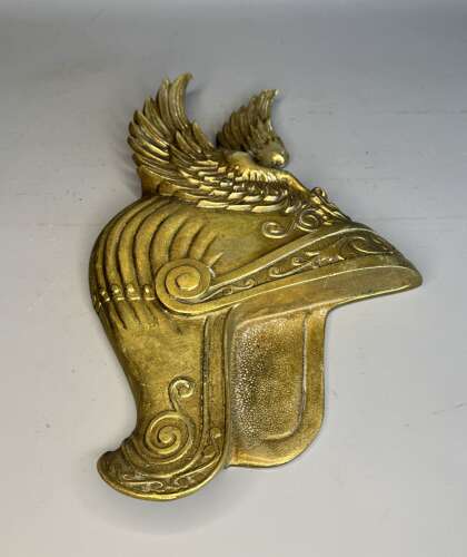 Grand Tour Style Brass Winged Helmet Wall Plaque