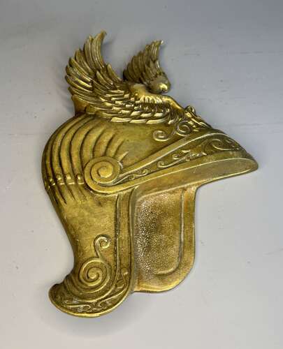 Grand Tour Style Brass Winged Helmet Wall Plaque
