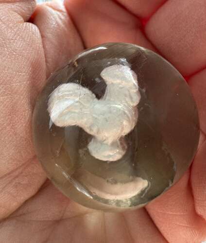 German Sulphide Marble with a Cockerel