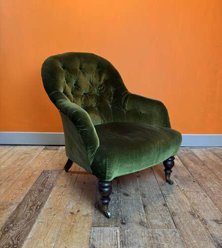 Victorian Iron Framed Button Back Armchair