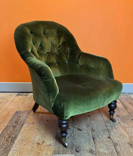 Victorian Iron Framed Button Back Armchair