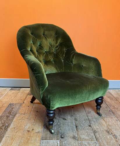 Victorian Iron Framed Button Back Armchair