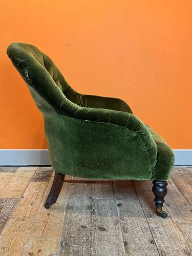 Victorian Iron Framed Button Back Armchair