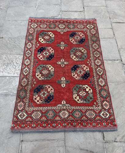 Large Afghan Ersari Red Ground Wool Rug