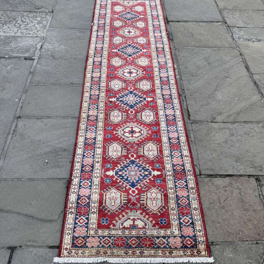 Kazak Red Ground Wool Carpet Runner