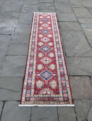 Kazak Red Ground Wool Carpet Runner