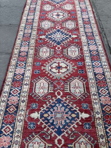 Kazak Red Ground Wool Carpet Runner