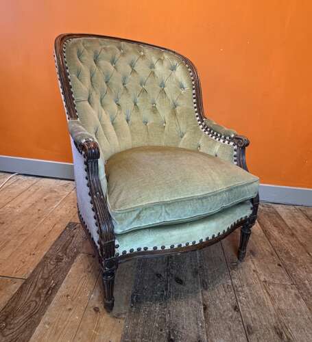French Napoleon III Button Back Tub Armchair