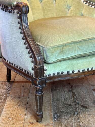 French Napoleon III Button Back Tub Armchair