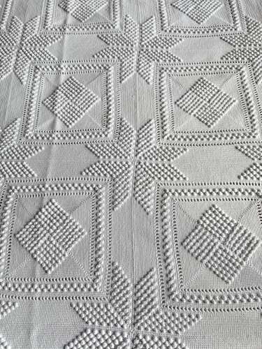 Antique French White Crochet Double Bed Cover