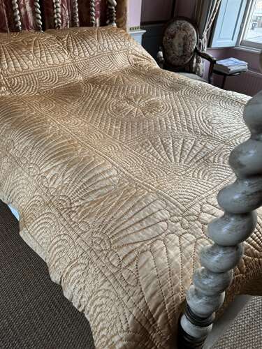 Antique Welsh Hand Stitched Reversible Double Quilt